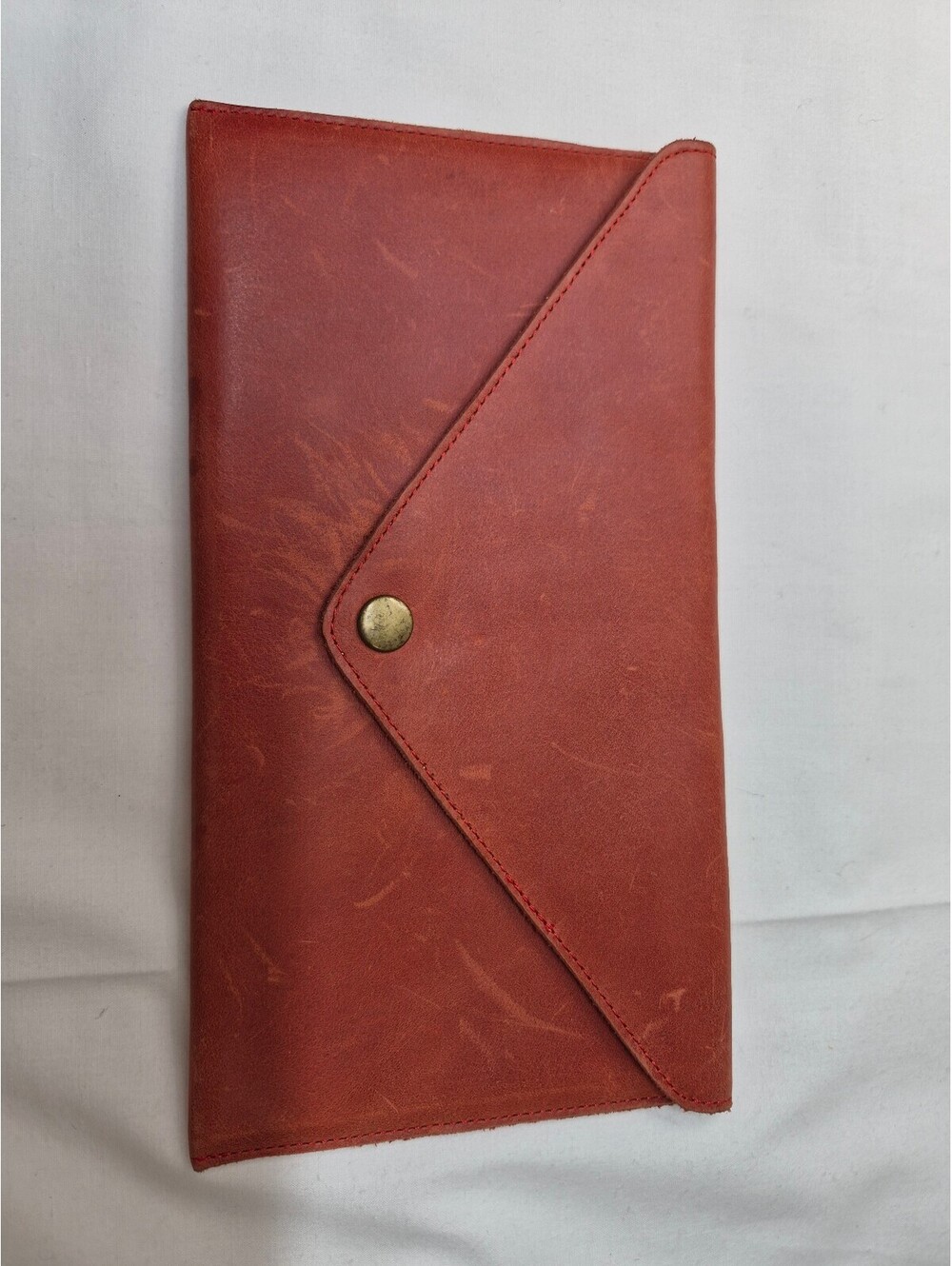 Nisolo Brown Leather Envelope Clutch Wallet with Snap Closure B454